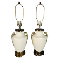 Vintage Art Deco Tischlampen Keramik Messing A Pair