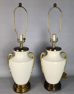 Paire de lampes de table vintage Art of Vintage en céramique et laiton