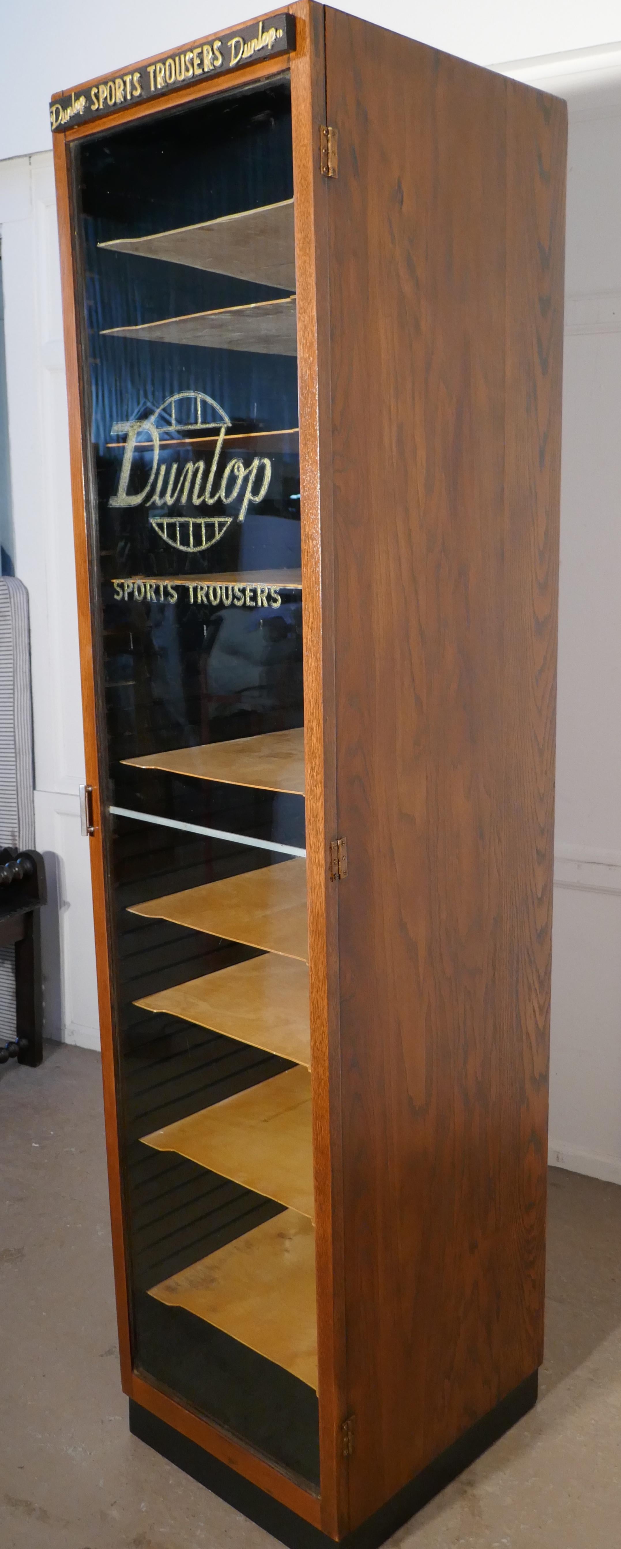Early 20th Century Vintage Art Deco Tall Haberdashery Dunlop Sports Cabinet