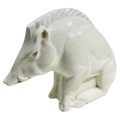 Escultura Art Decó Vintage "El jabalí" firmada Lemanceau Sello Clement