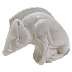 Vintage Art Deco "The Wild Boar" Sculpture signed " LONGWY "