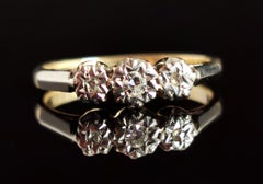 Vintage Art Deco Three Stone Diamond Ring, 9k Gold and Palladium