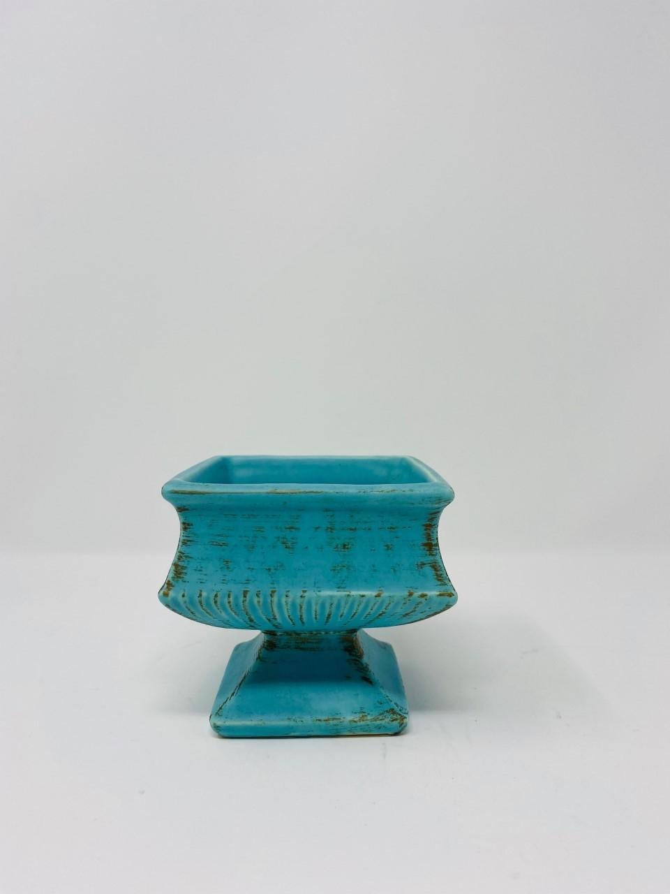 Ceramic Vintage Art Deco Tiffany Blue Ikebana Vase 'Brush McCoy'