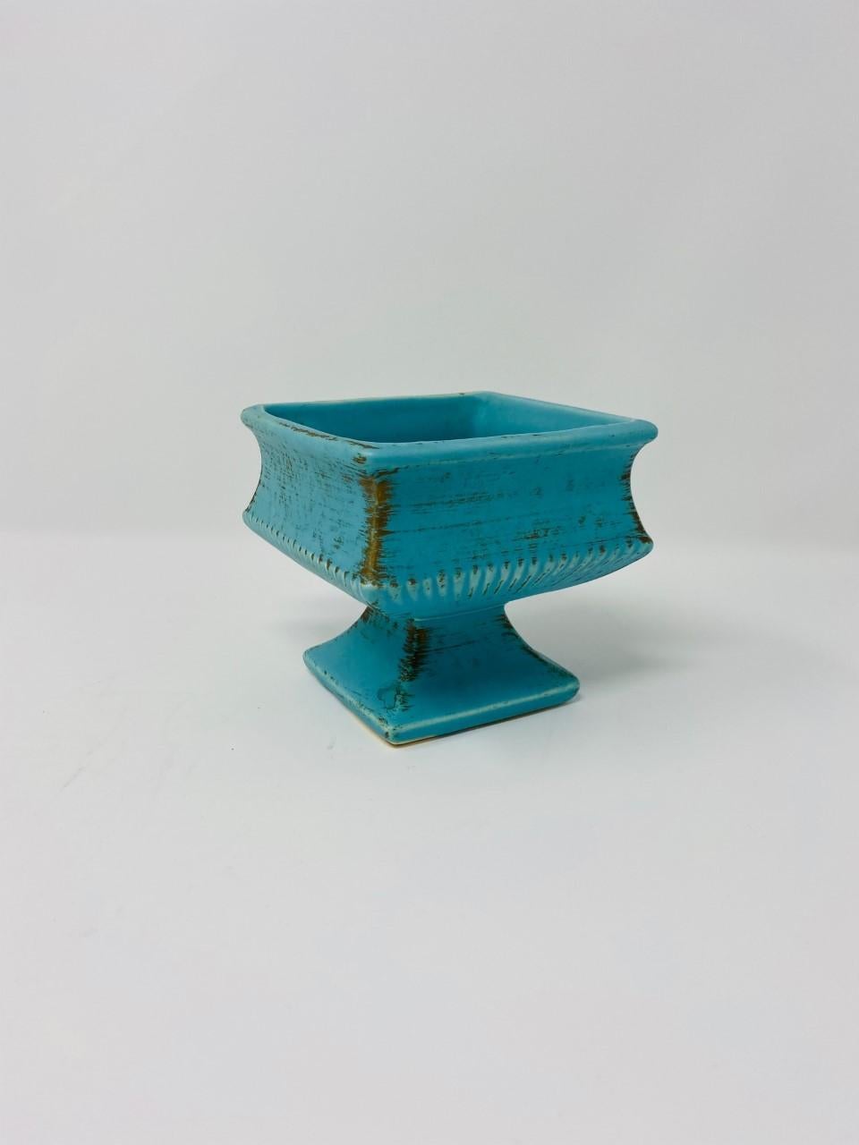 Vintage Art Deco Tiffany Blue Ikebana Vase 'Brush McCoy' 3