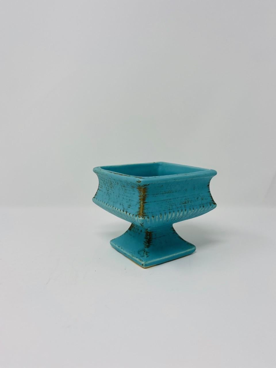 Vintage Art Deco Tiffany Blue Ikebana Vase 'Brush McCoy' 4