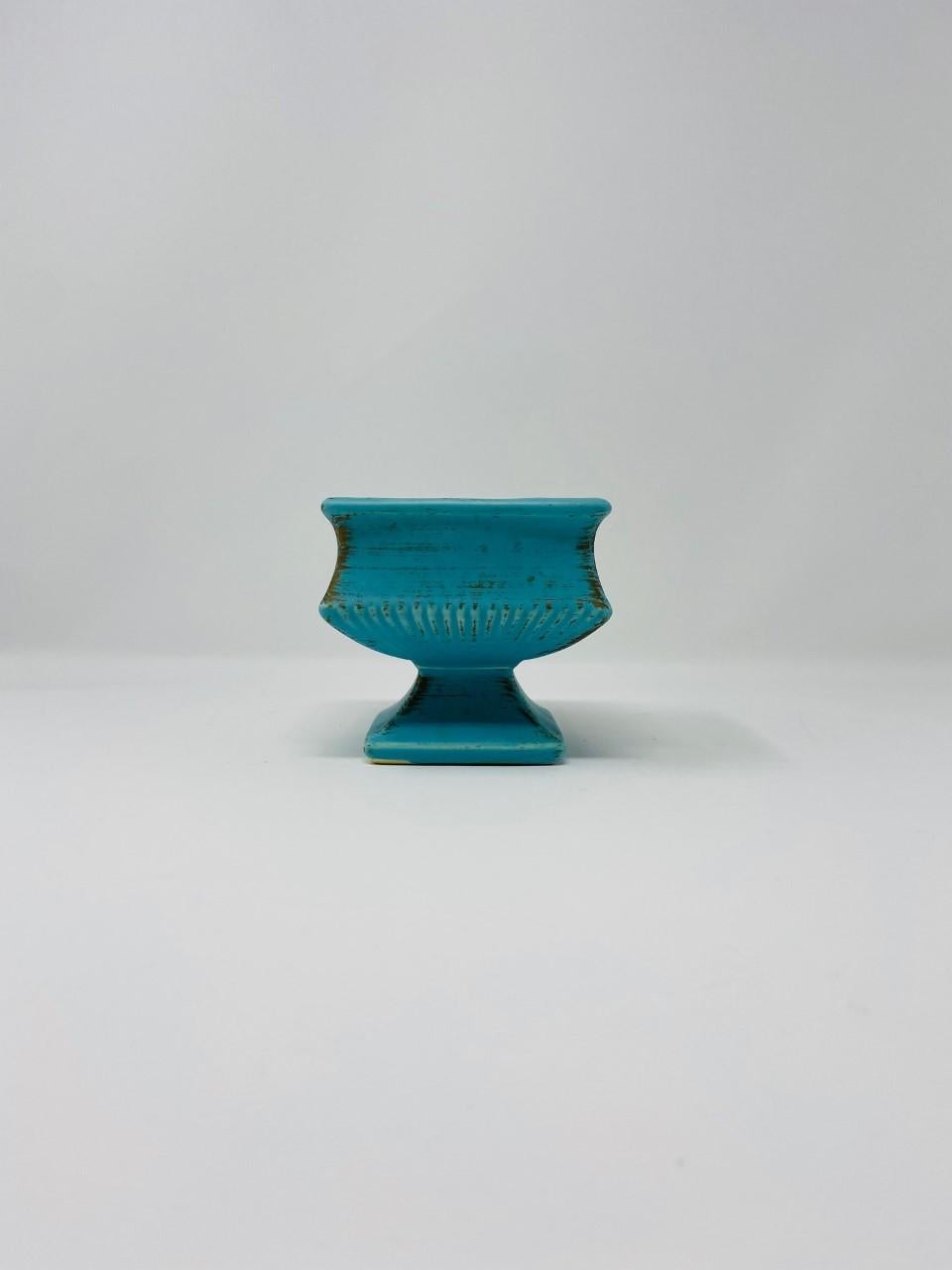Vintage Art Deco Tiffany Blue Ikebana Vase 'Brush McCoy' 5