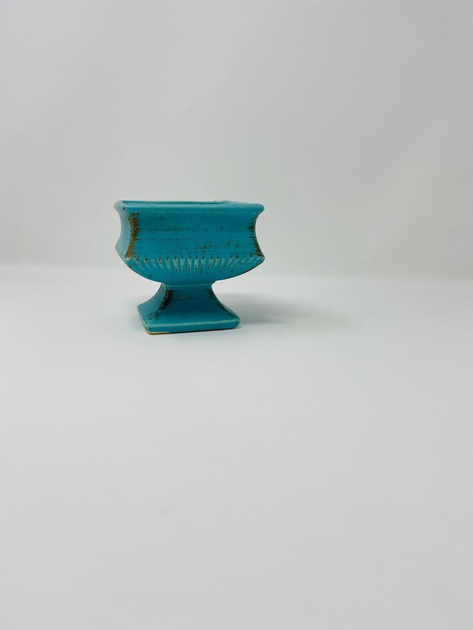 Vintage Art Deco Tiffany Blue Ikebana Vase 'Brush McCoy' 6