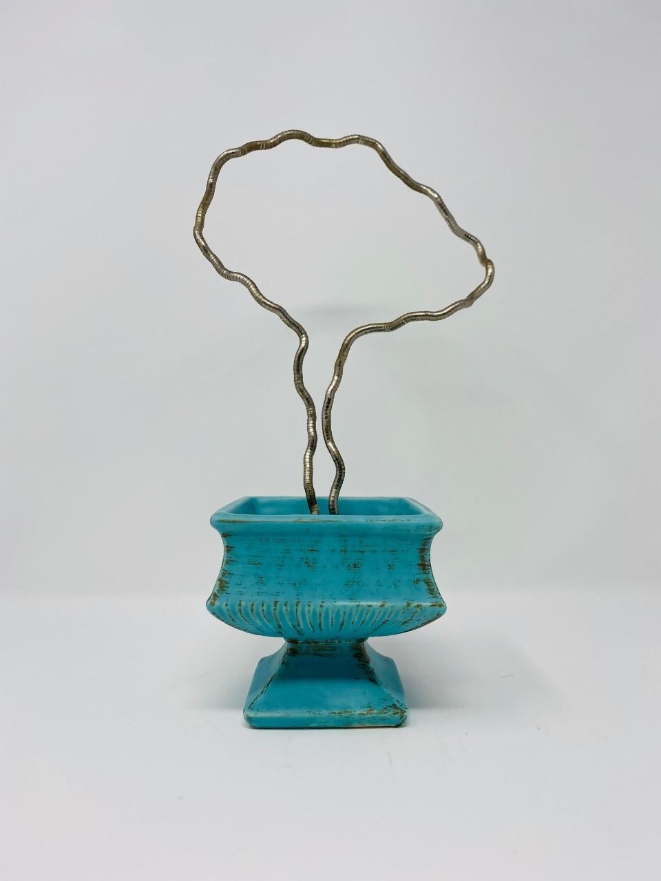 Hand-Crafted Vintage Art Deco Tiffany Blue Ikebana Vase 'Brush McCoy'