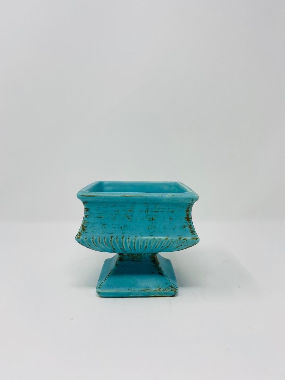 Mid-20th Century Vintage Art Deco Tiffany Blue Ikebana Vase 'Brush McCoy'