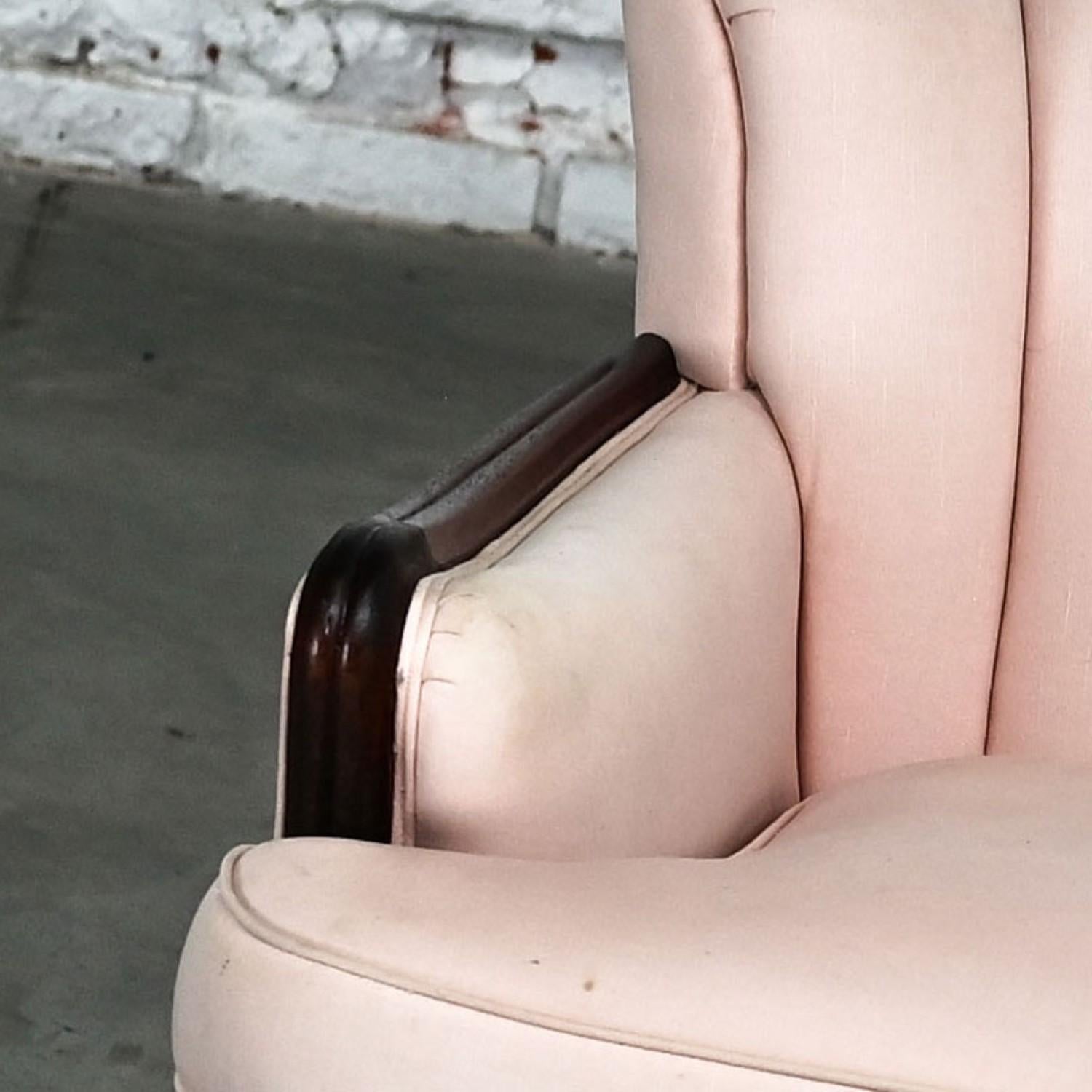 Vintage Art Deco - Art Nouveau Divano con schienale incanalato rosa Solo braccioli in noce in vendita 8