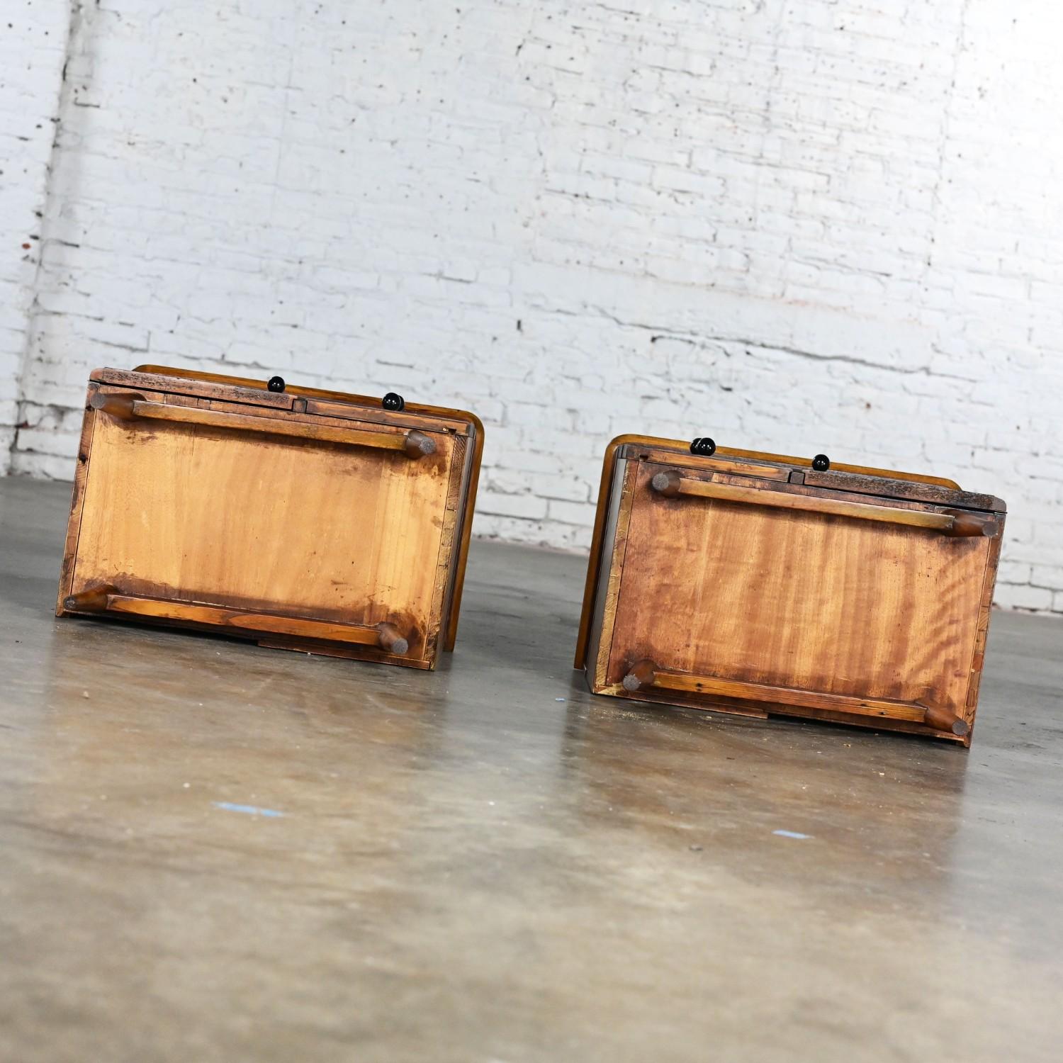 Vintage Art Deco to MCM Low Asymmetrical Nightstands or End Tables a Pair For Sale 6