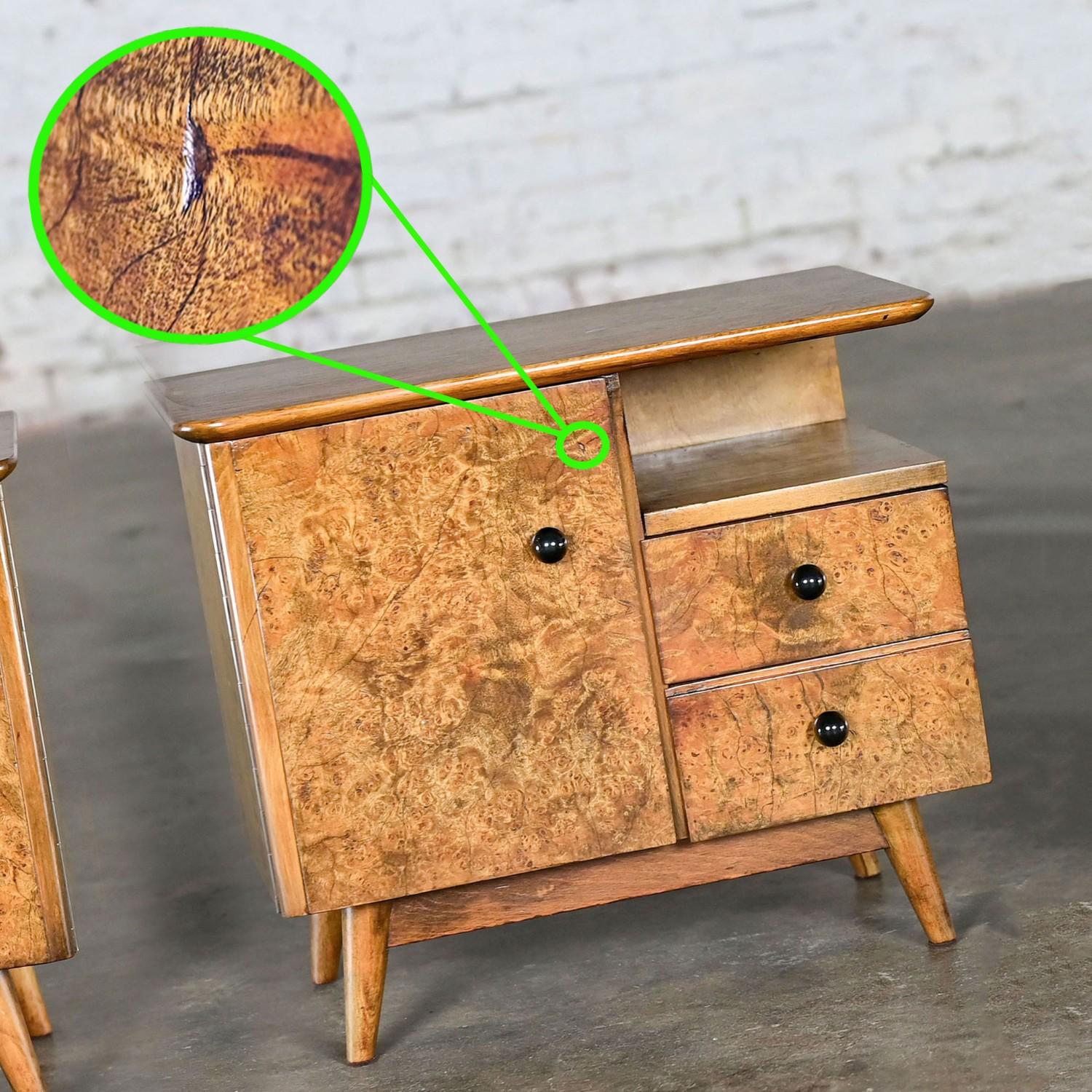 Vintage Art Deco to MCM Low Asymmetrical Nightstands or End Tables a Pair For Sale 8