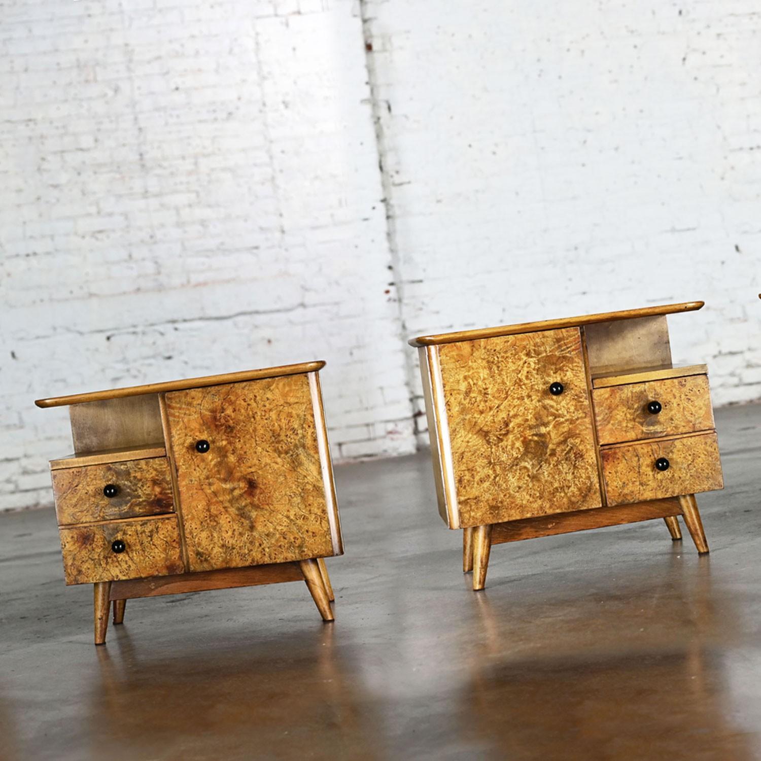 Vintage Art Deco to MCM Low Asymmetrical Nightstands or End Tables a Pair For Sale 1