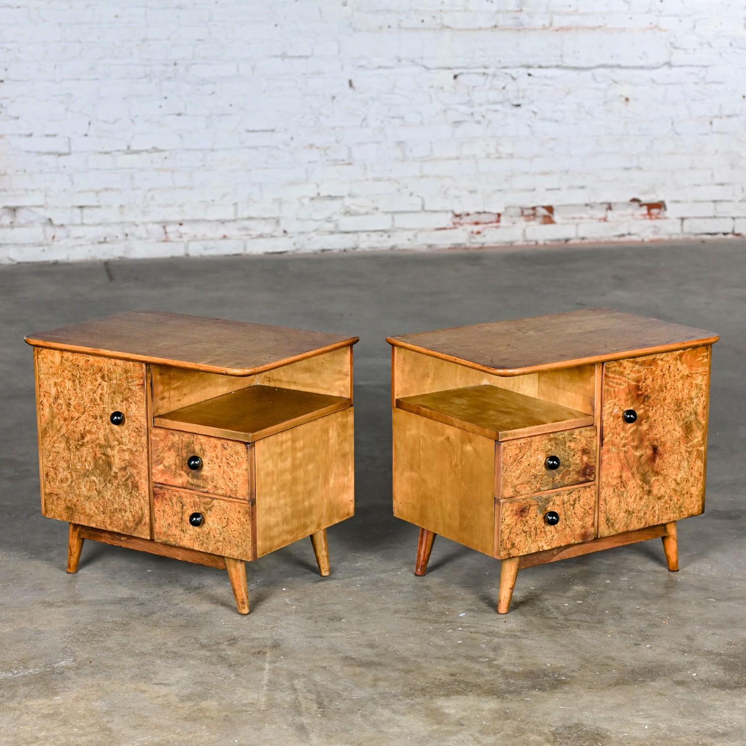 Vintage Art Deco to MCM Low Asymmetrical Nightstands or End Tables a Pair For Sale 3