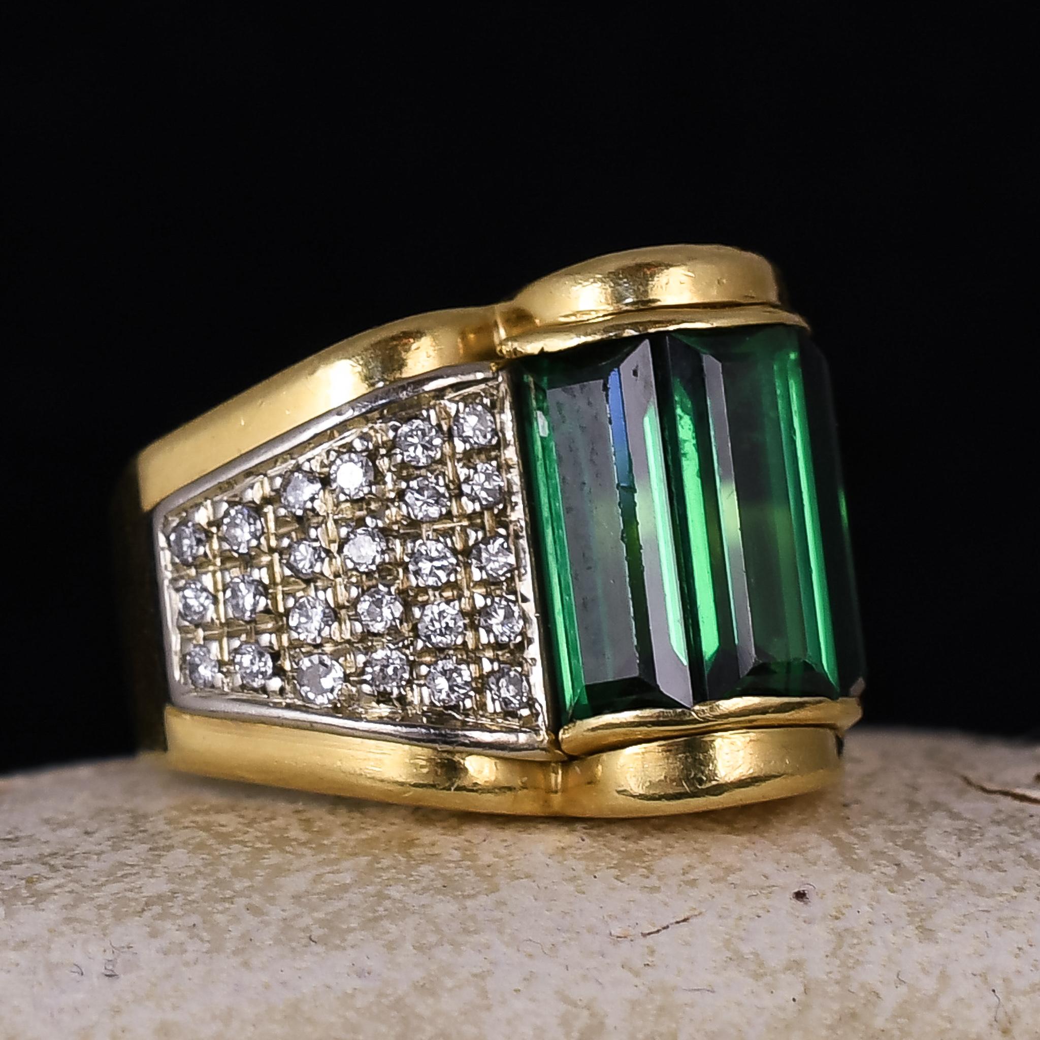 Women's Vintage Art Deco Tourmaline Diamond Cocktail Ring