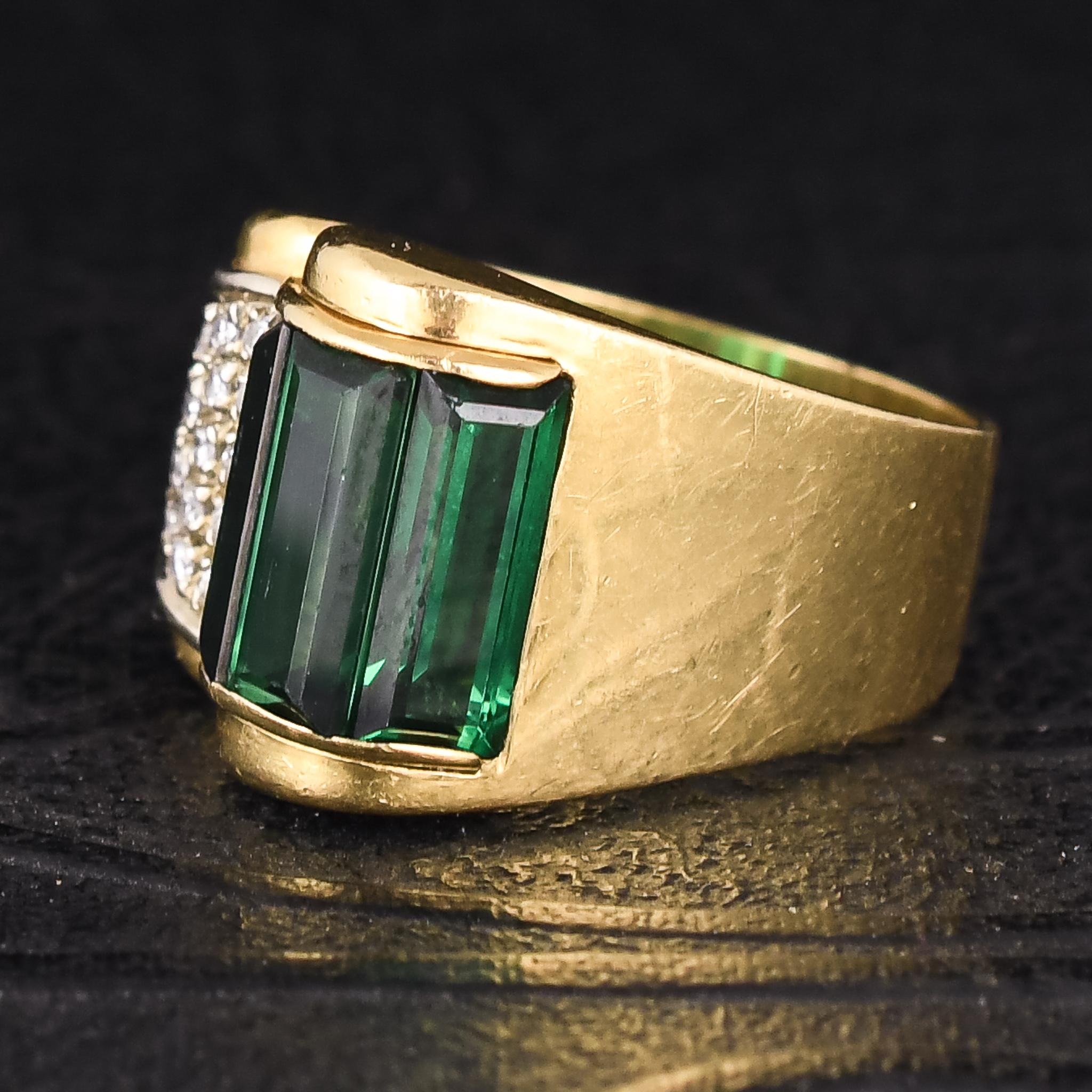 Vintage Art Deco Tourmaline Diamond Cocktail Ring 1