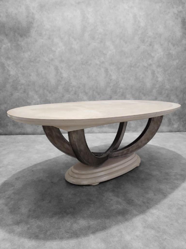 Mid-Century Modern Art Deco Transitional Henredon Pickled Oak Omni Collection Dining Set - For Sale