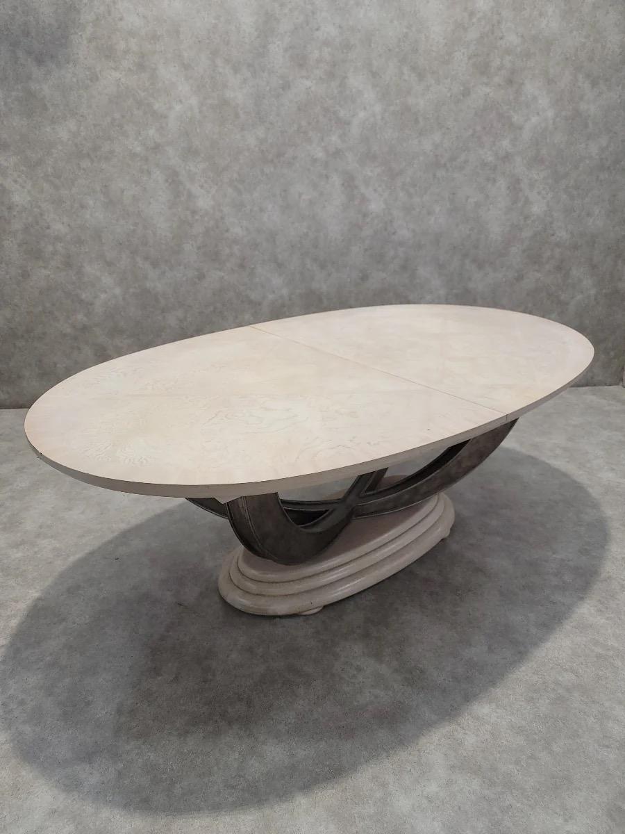 Art Deco Transitional Henredon Pickled Oak Omni Collection Dining Set - In Good Condition For Sale In Chicago, IL