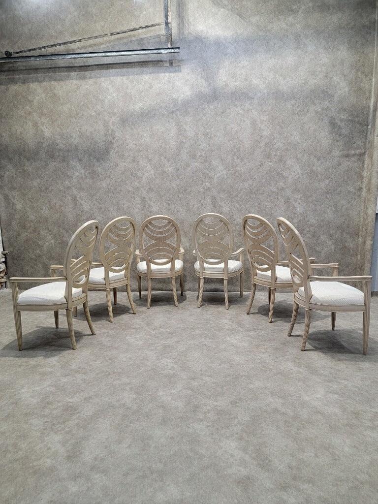 20th Century Art Deco Transitional Henredon Pickled Oak Omni Collection Dining Set - For Sale