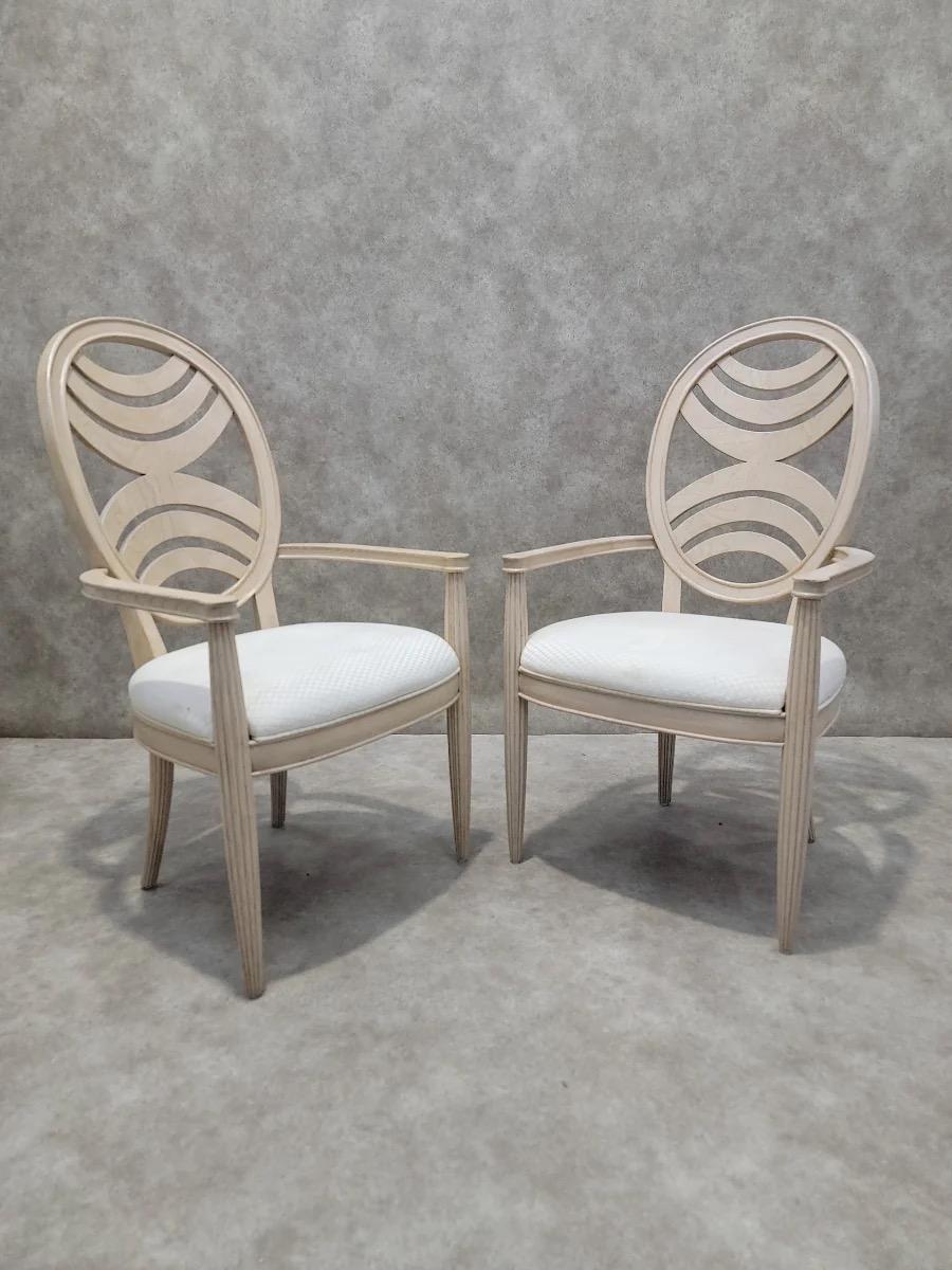 Art Deco Transitional Henredon Pickled Oak Omni Collection Dining Set - For Sale 1