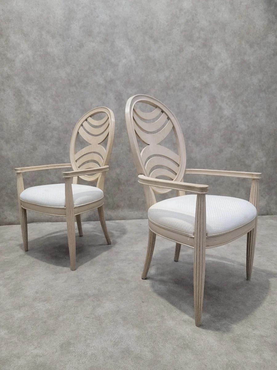 Art Deco Transitional Henredon Pickled Oak Omni Collection Dining Set - For Sale 2