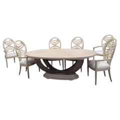 Ensemble de salle à manger Omni Collection Art Déco transitionnel Henredon Pickled Oak -