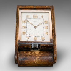 Vintage Art Deco Travel Clock, Franco-Swiss, 8 Day, Jaeger-LeCoultre, Asprey
