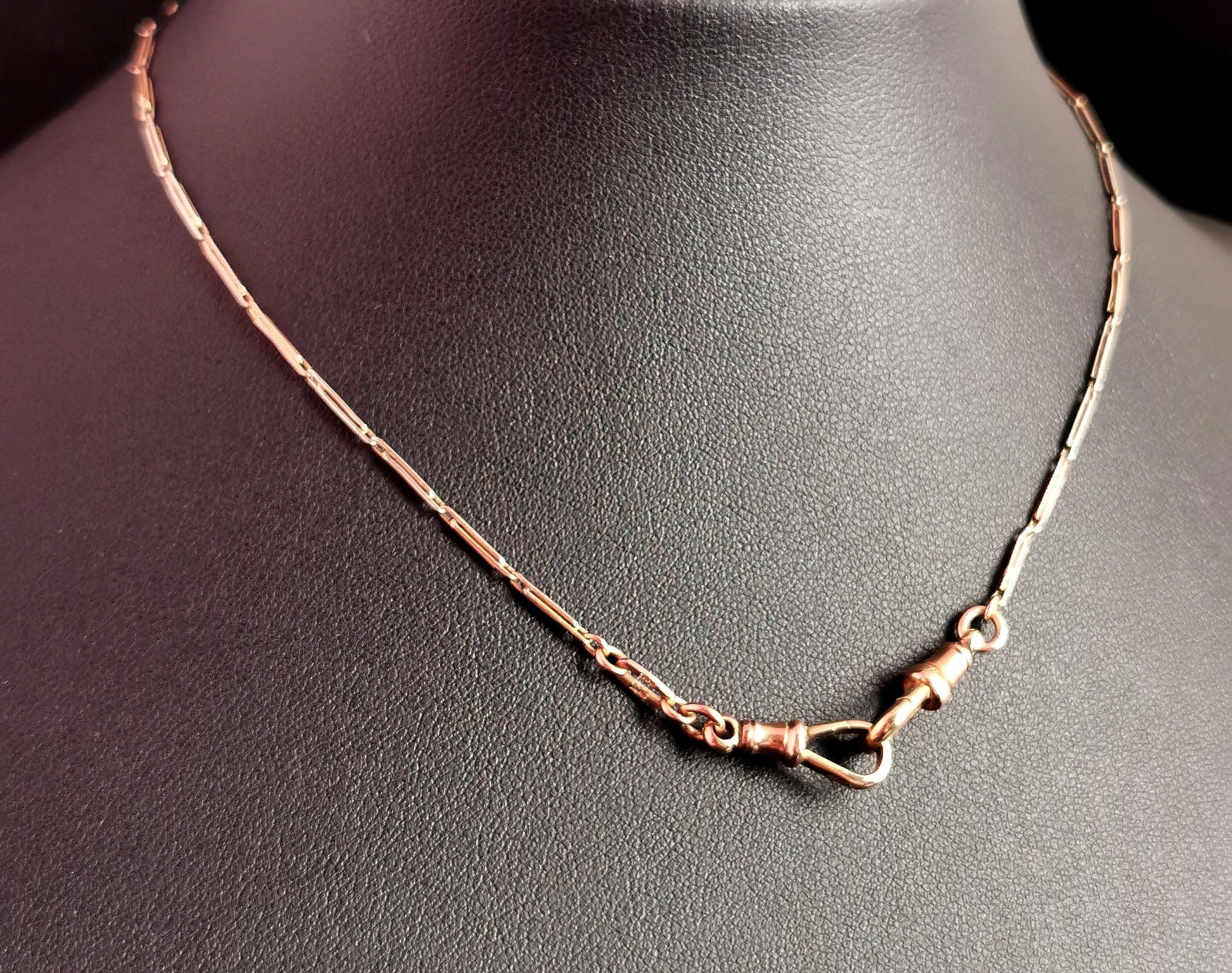 Vintage Art Deco Tri Colour 9k Gold Albert Chain, Rose, Yellow and White Gold 5