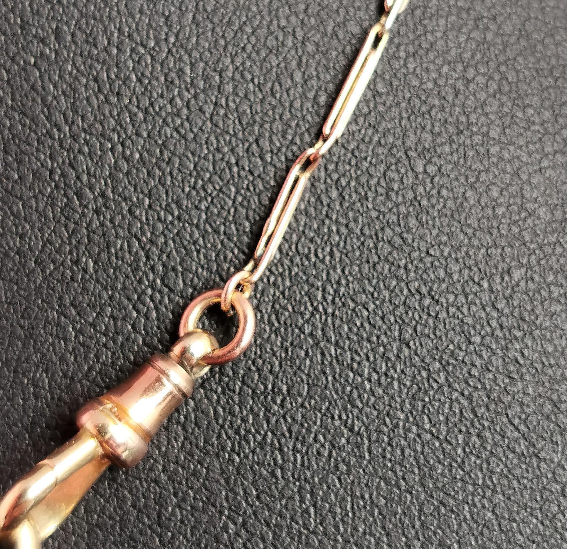 Vintage Art Deco Tri Colour 9k Gold Albert Chain, Rose, Yellow and White Gold 6