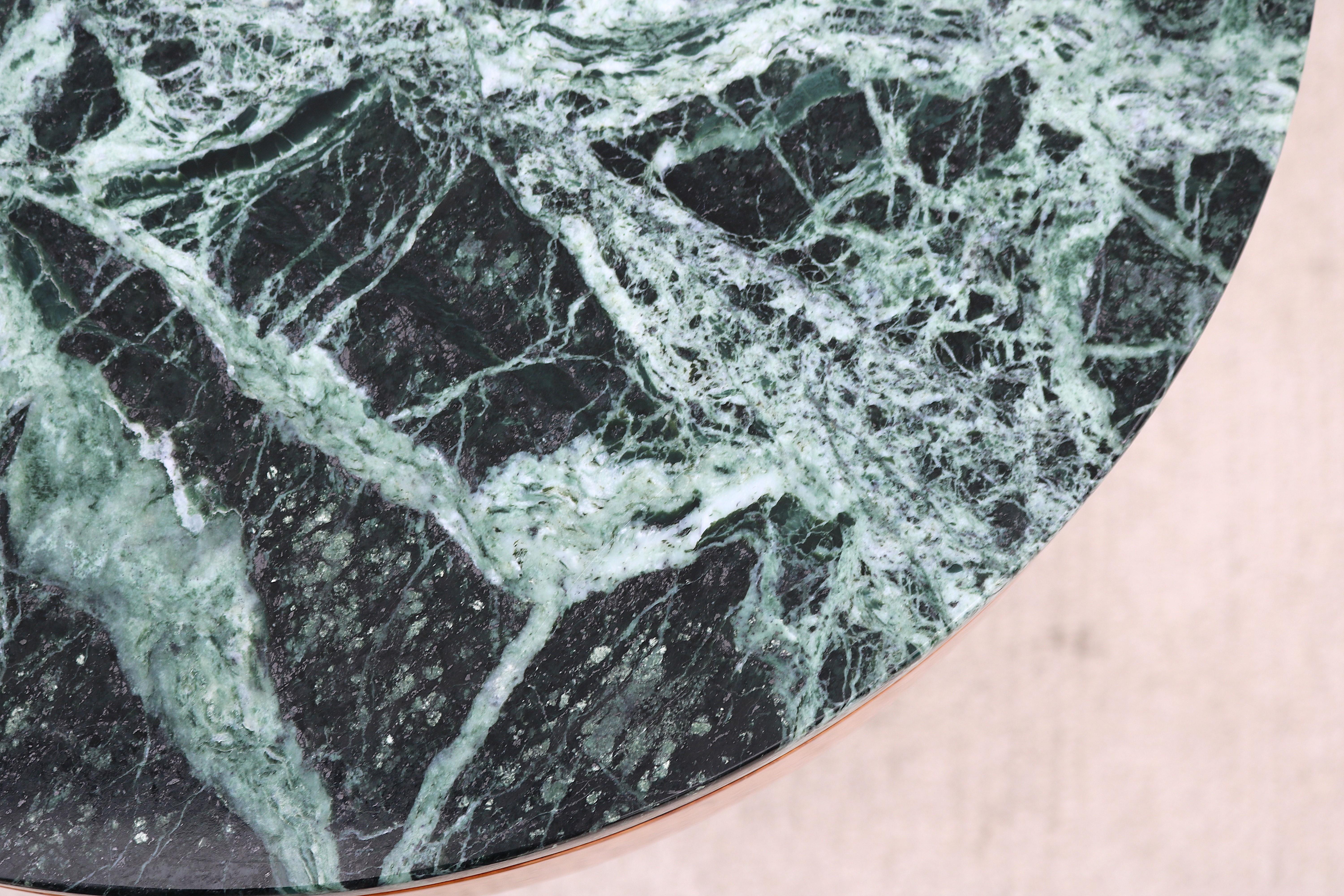 Table d'appoint vintage Art déco Enrique Garcel à trois pieds en broussin et plateau en marbre vert en vente 11