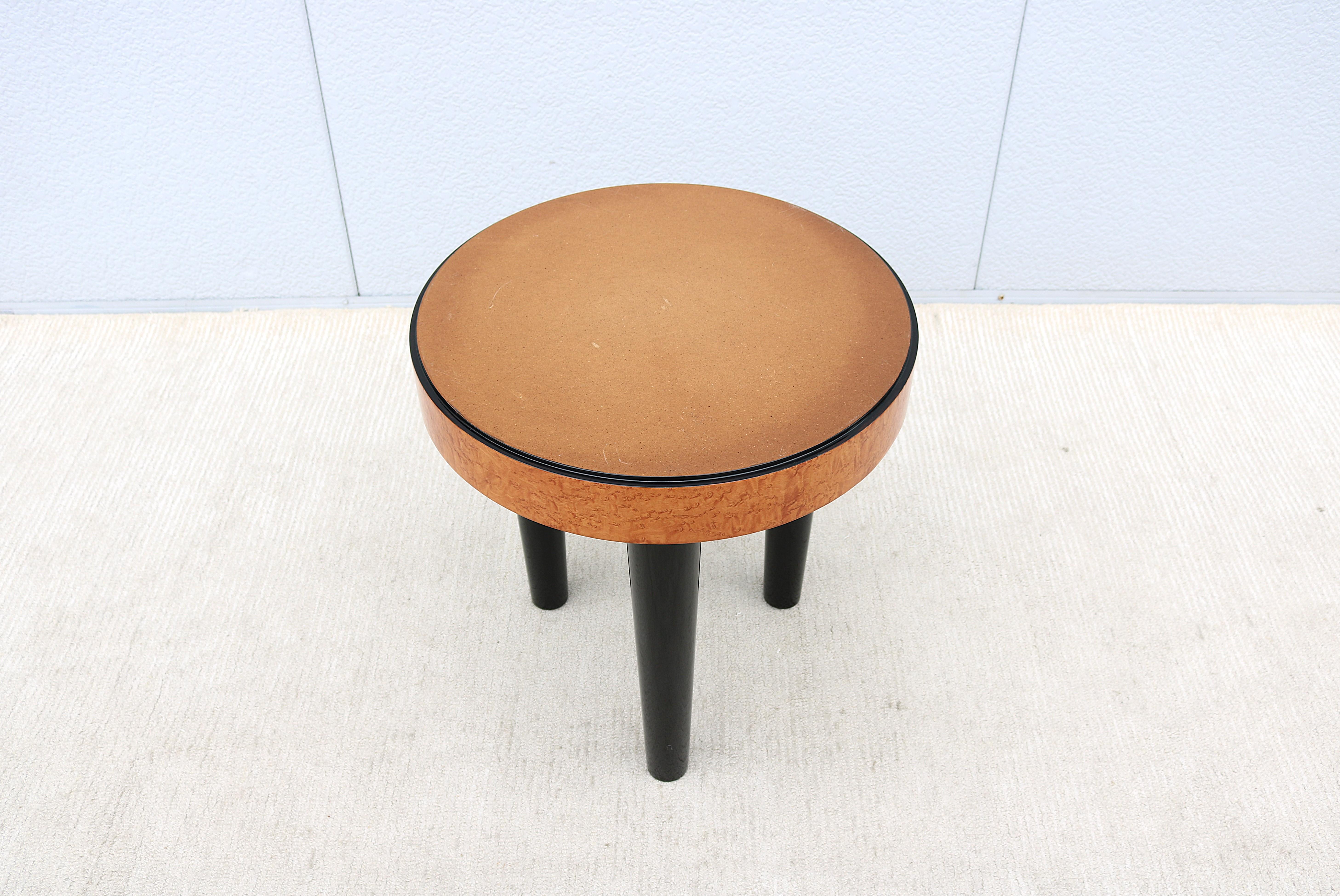 Table d'appoint vintage Art déco Enrique Garcel à trois pieds en broussin et plateau en marbre vert en vente 13