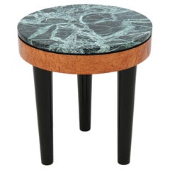 Vintage Art Deco Enrique Garcel Tripod Burl Wood and Green Marble Top Side Table