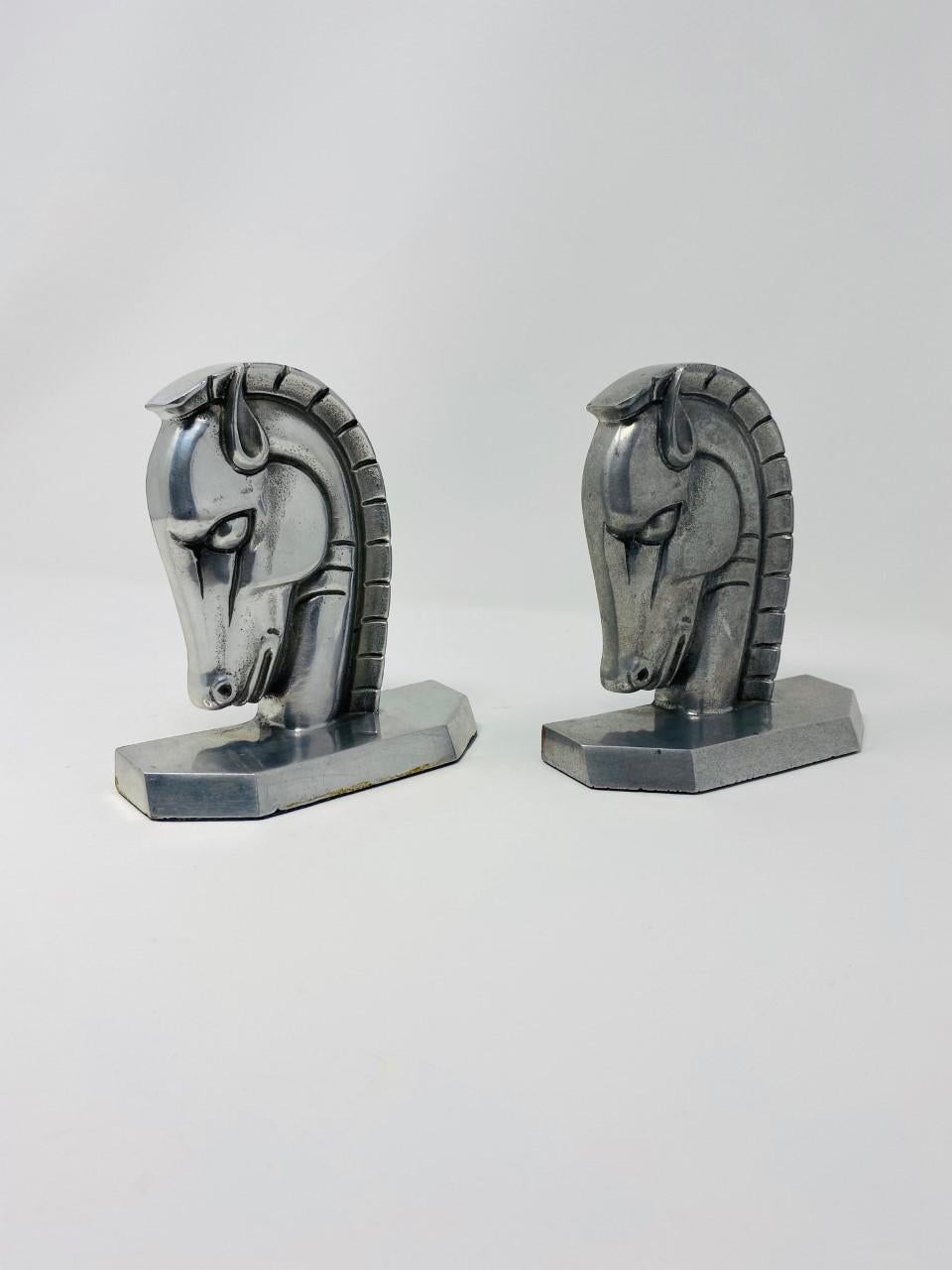 Steel Vintage Art Deco Trojan Horse Head Bookends
