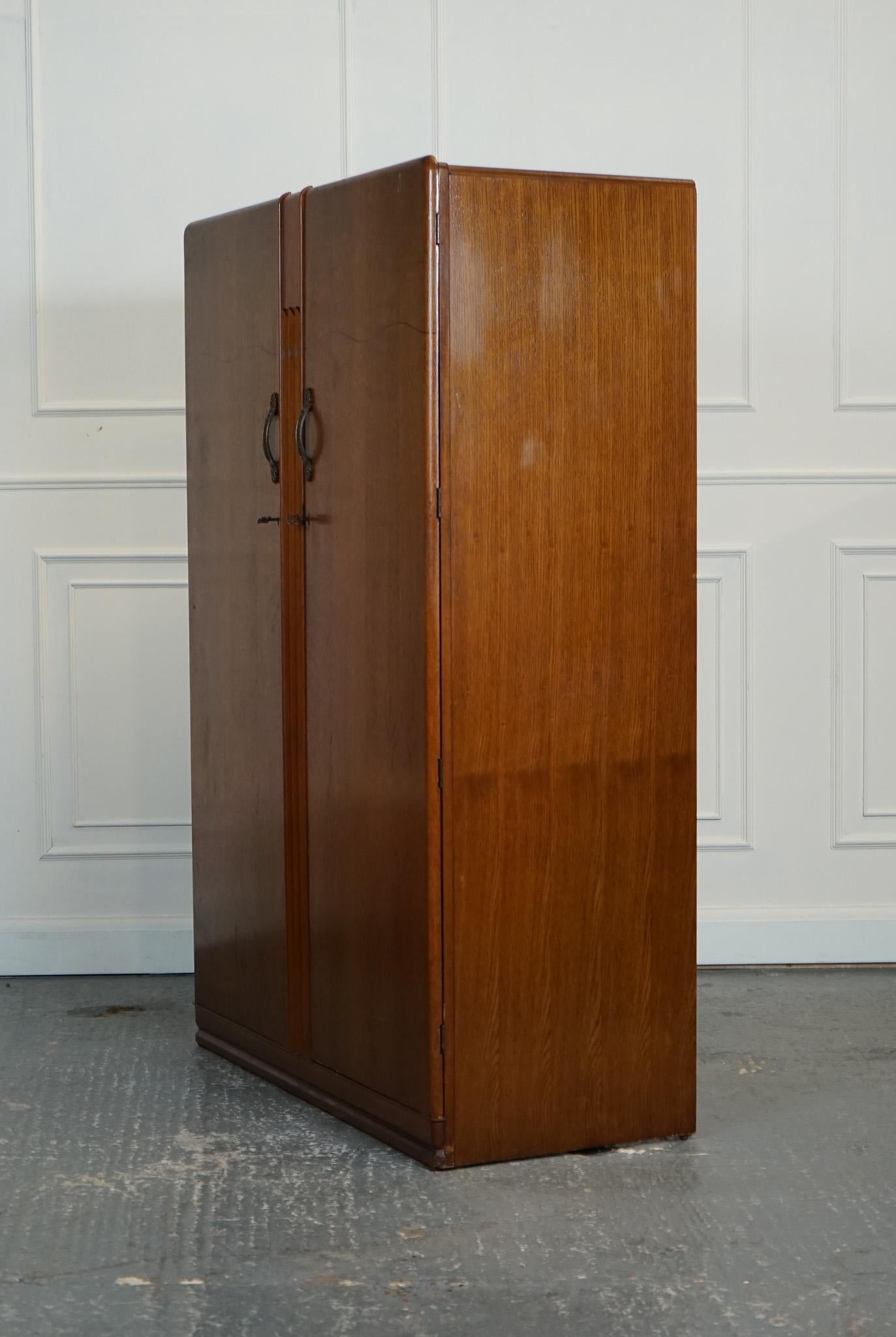 20th Century ViNTAGE ART DECO TWO DOOR WARDROBE BY LEBUS FURNITURE J1 For Sale