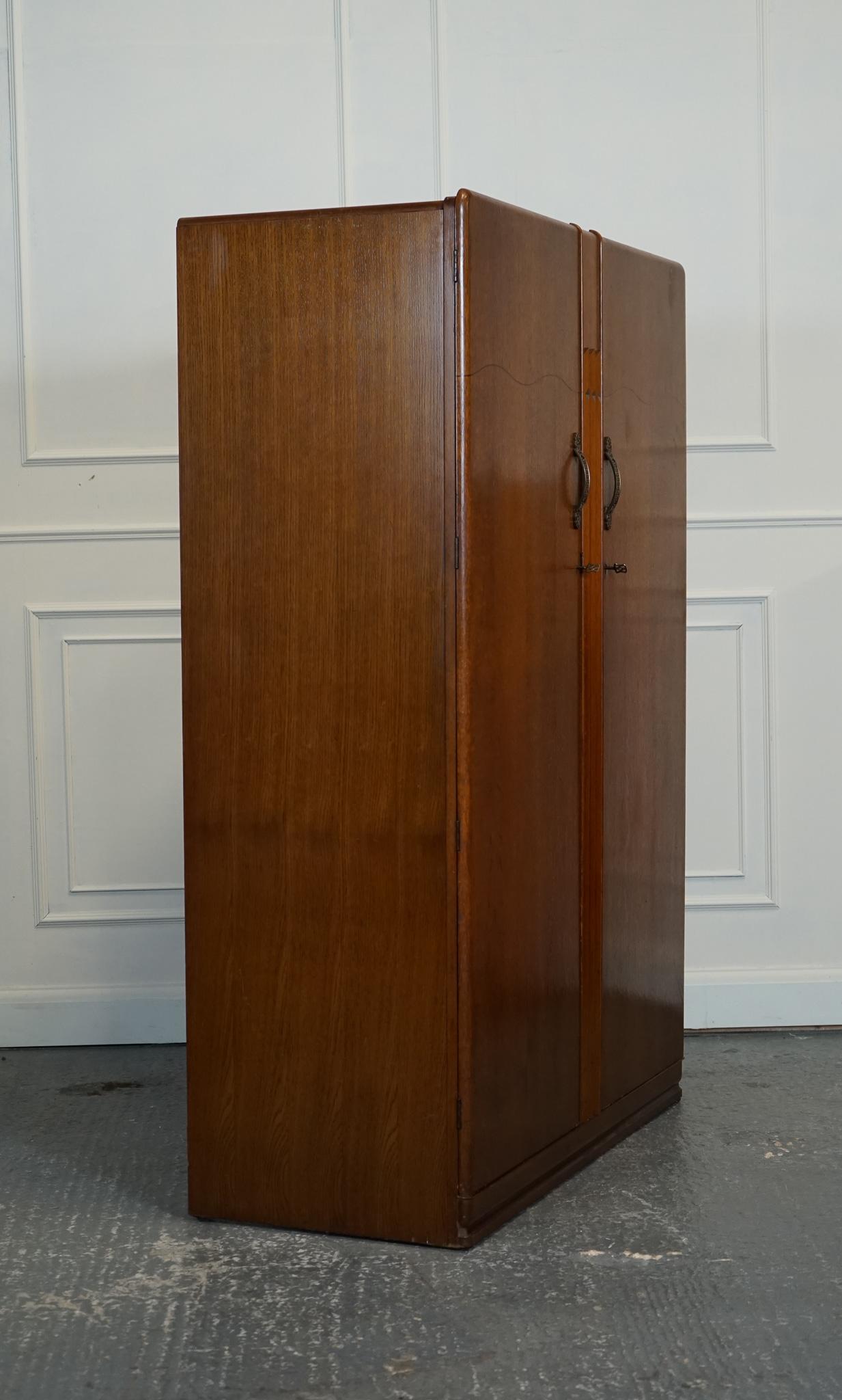 ViNTAGE ART DECO TWO DOOR WARDROBE BY LEBUS FURNITURE J1 In Good Condition For Sale In Pulborough, GB