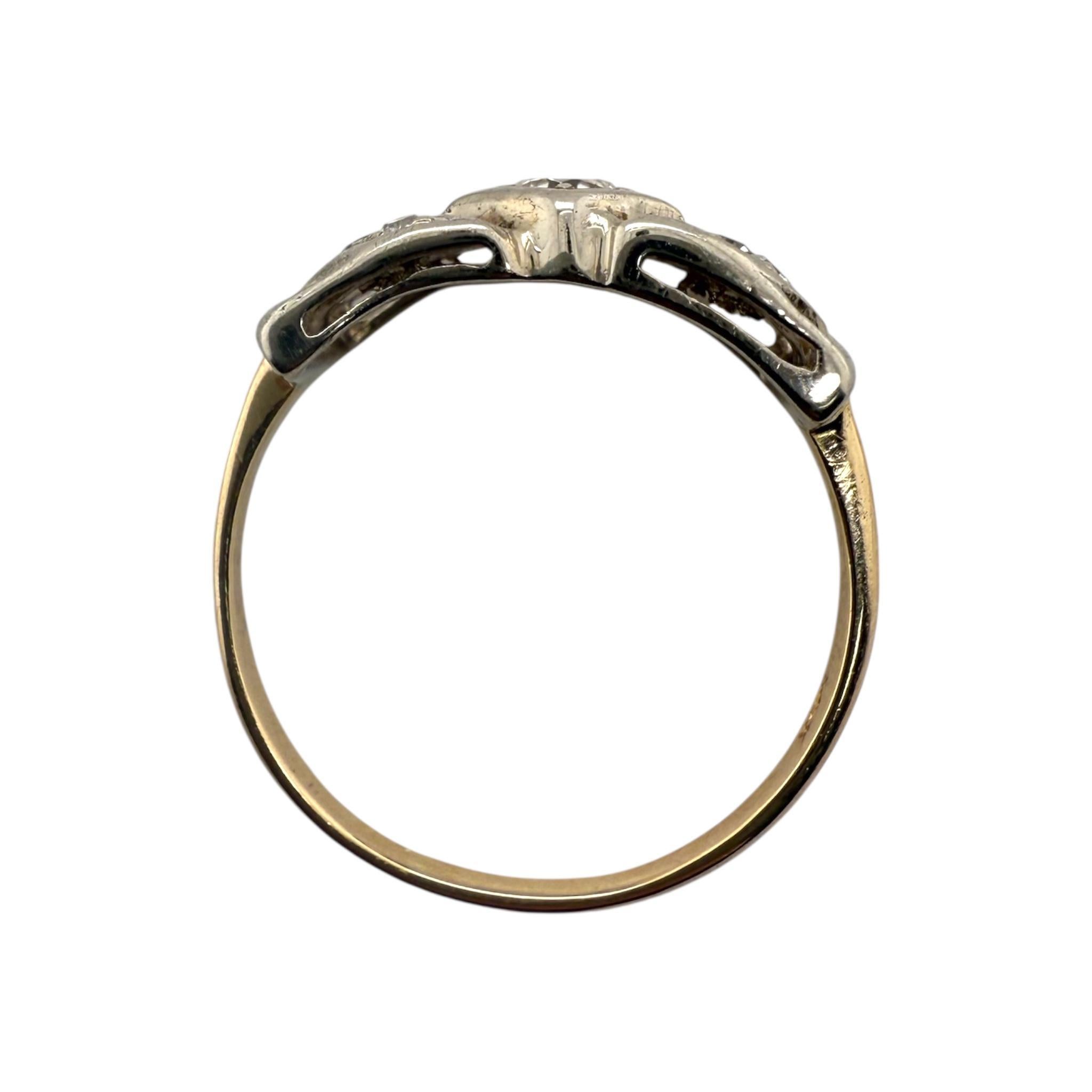 Vintage Art Deco zwei getönten Diamantband Größe 7,5 im Angebot 4