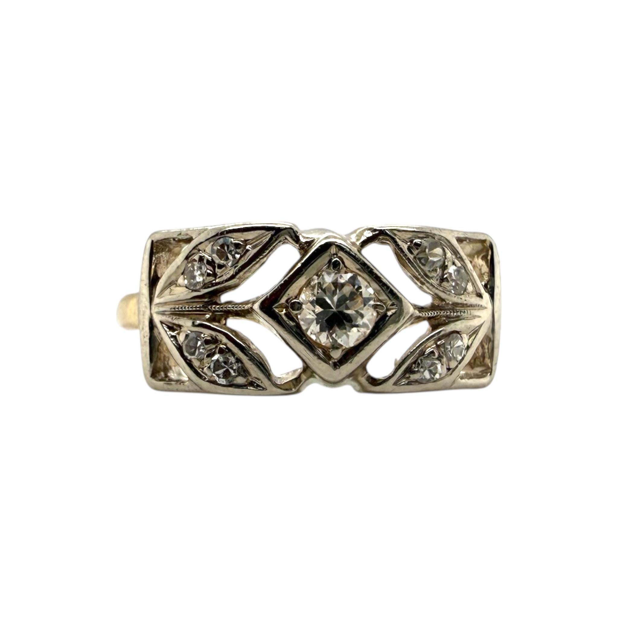 Vintage Art Deco zwei getönten Diamantband Größe 7,5 im Zustand „Gut“ im Angebot in Montgomery, AL