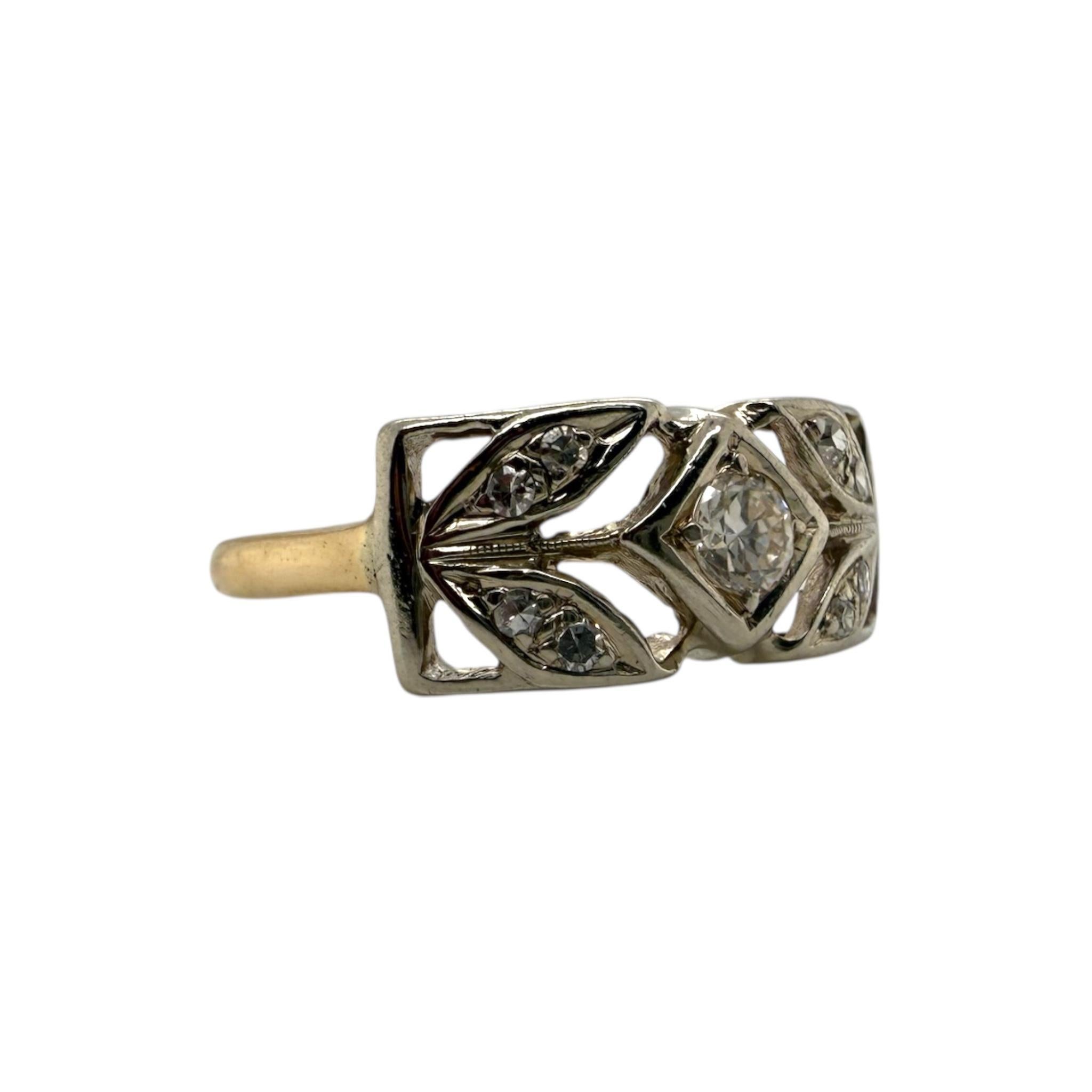 Vintage Art Deco zwei getönten Diamantband Größe 7,5 Damen im Angebot