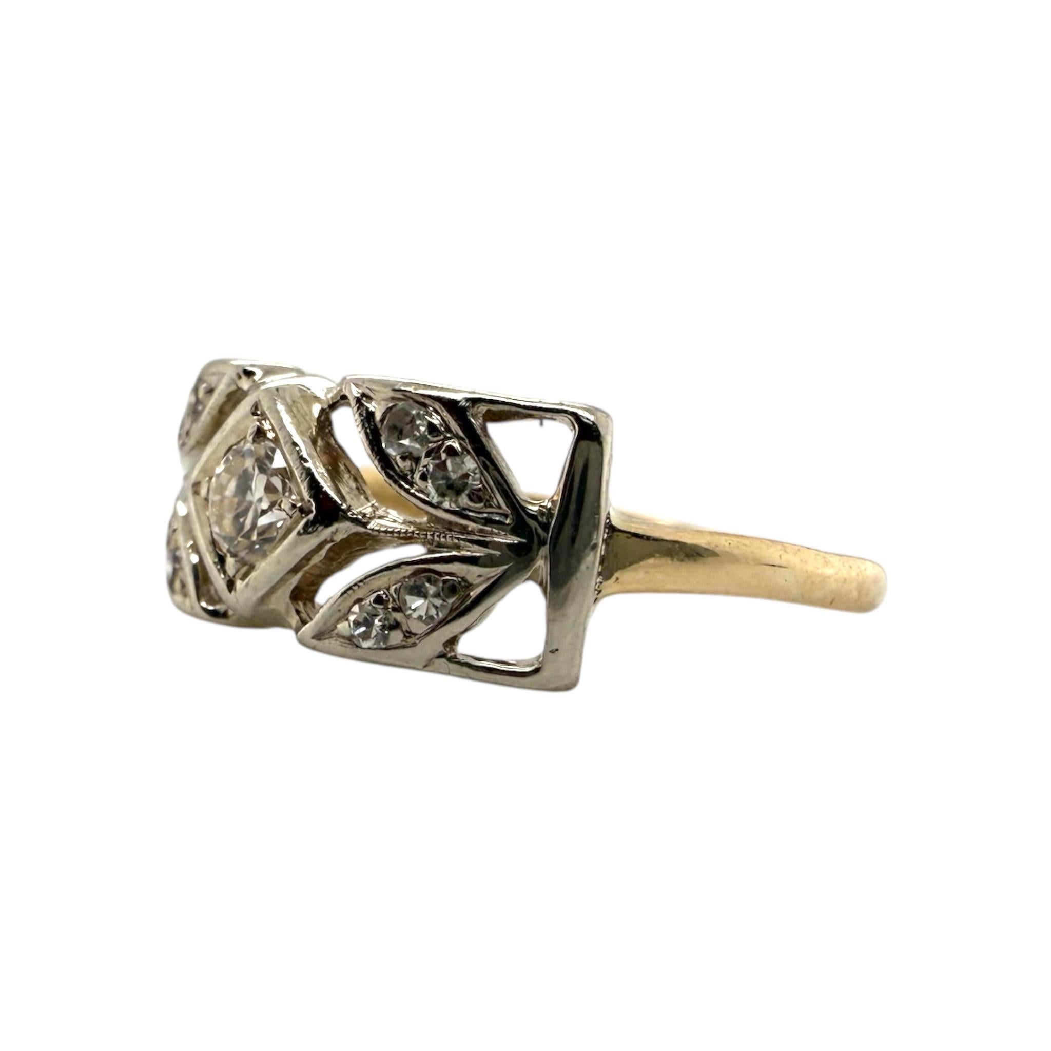 Vintage Art Deco zwei getönten Diamantband Größe 7,5 im Angebot 1