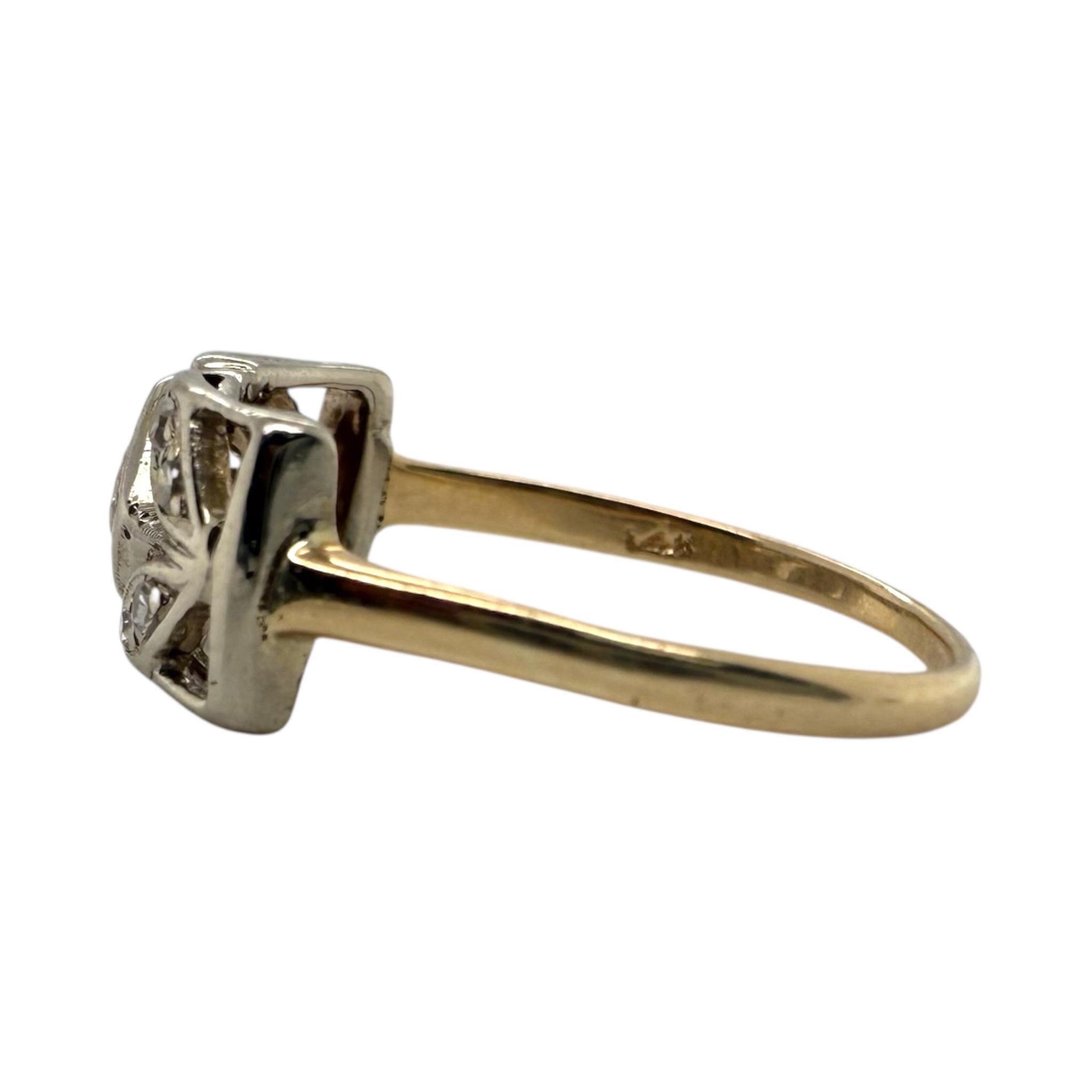 Vintage Art Deco zwei getönten Diamantband Größe 7,5 im Angebot 2