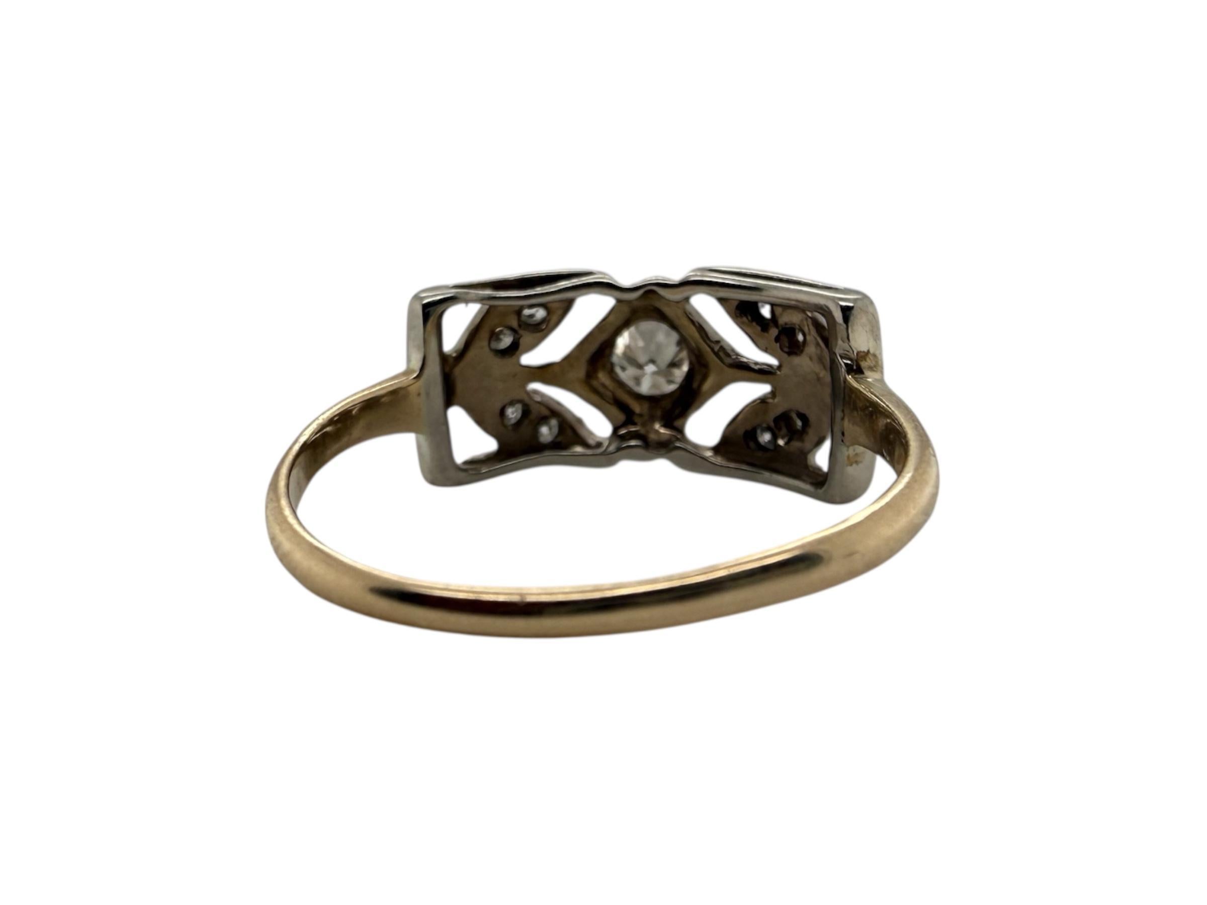 Vintage Art Deco zwei getönten Diamantband Größe 7,5 im Angebot 3