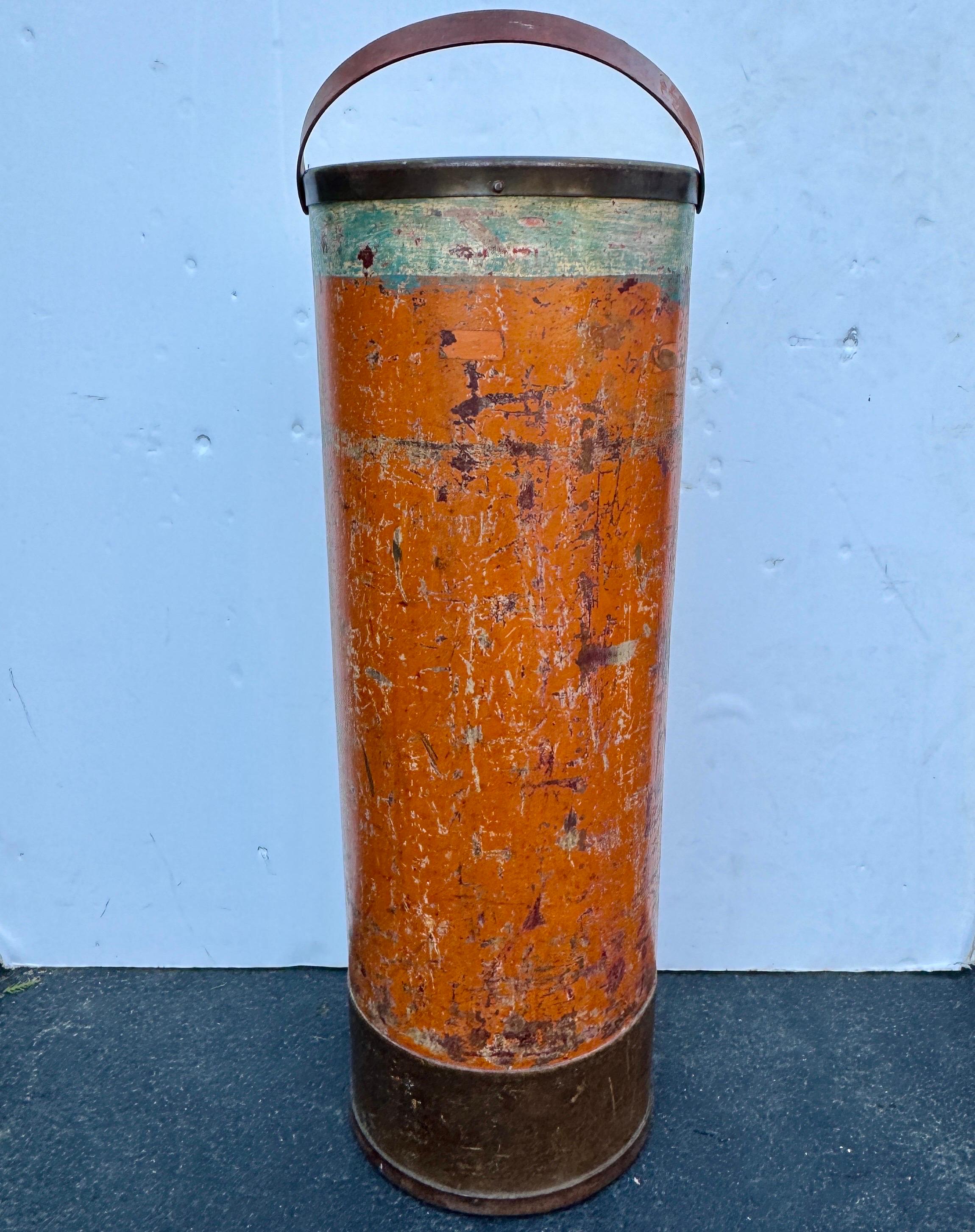 Hand-Crafted Vintage Art Deco Umbrella Cane Stand Barrel with Golfers For Sale