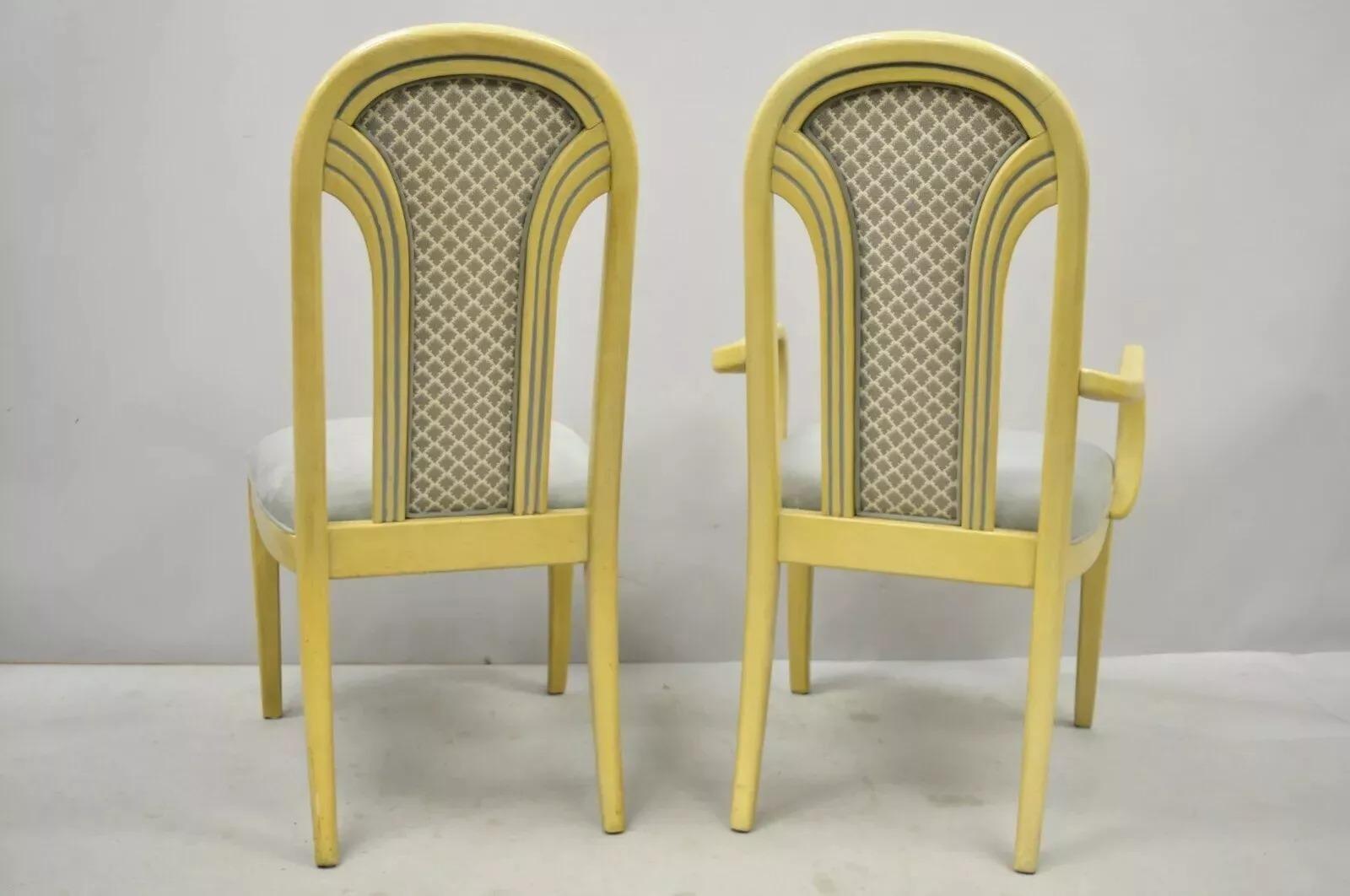 Art of Vintage Sedie da pranzo laccate con schienale imbottito attr Henredon Set of 6 in vendita 3