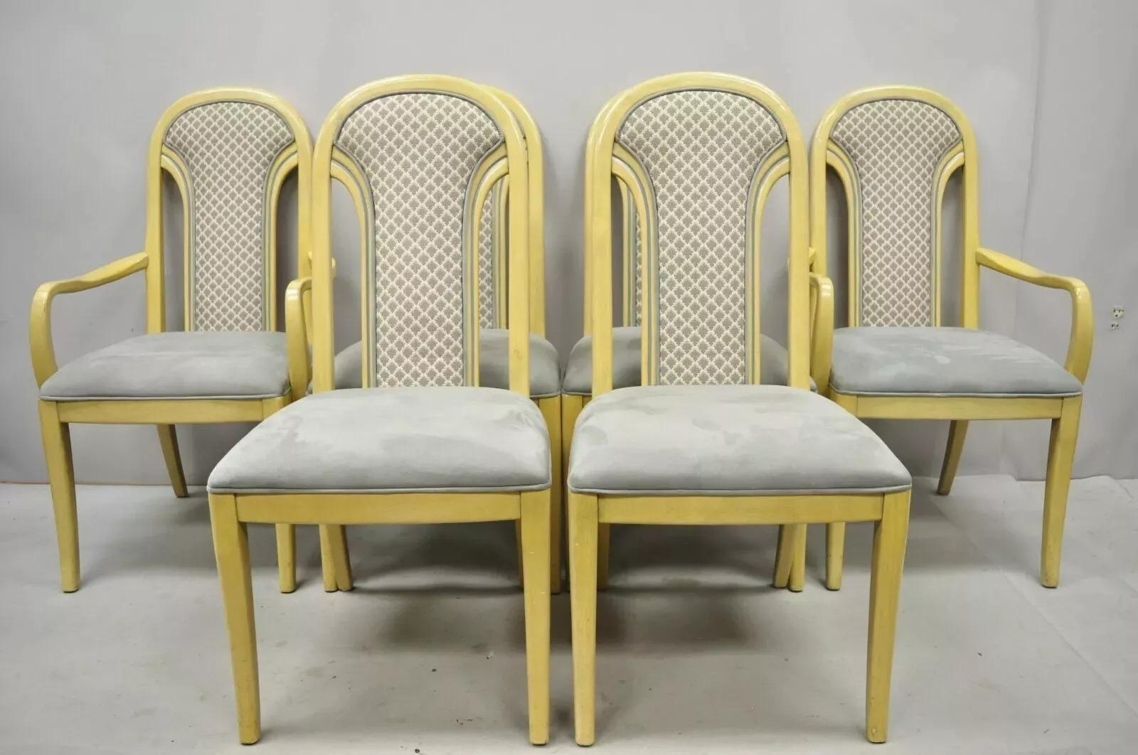 Art of Vintage Sedie da pranzo laccate con schienale imbottito attr Henredon Set of 6 in vendita 5