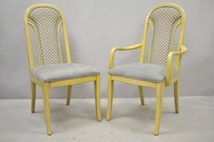 Vintage Art Deco Upholstered Back Lacquered Dining Chairs attr Henredon Set of 6
