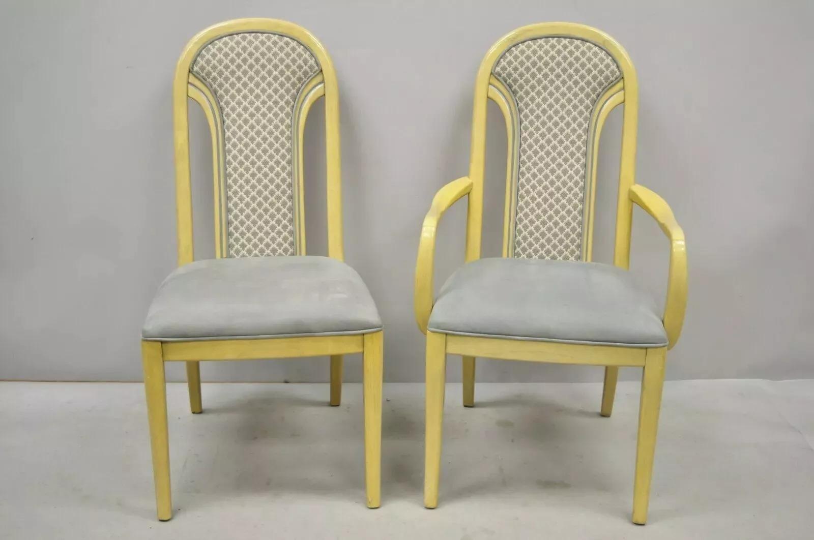 Art of Vintage Sedie da pranzo laccate con schienale imbottito attr Henredon Set of 6 in vendita 1