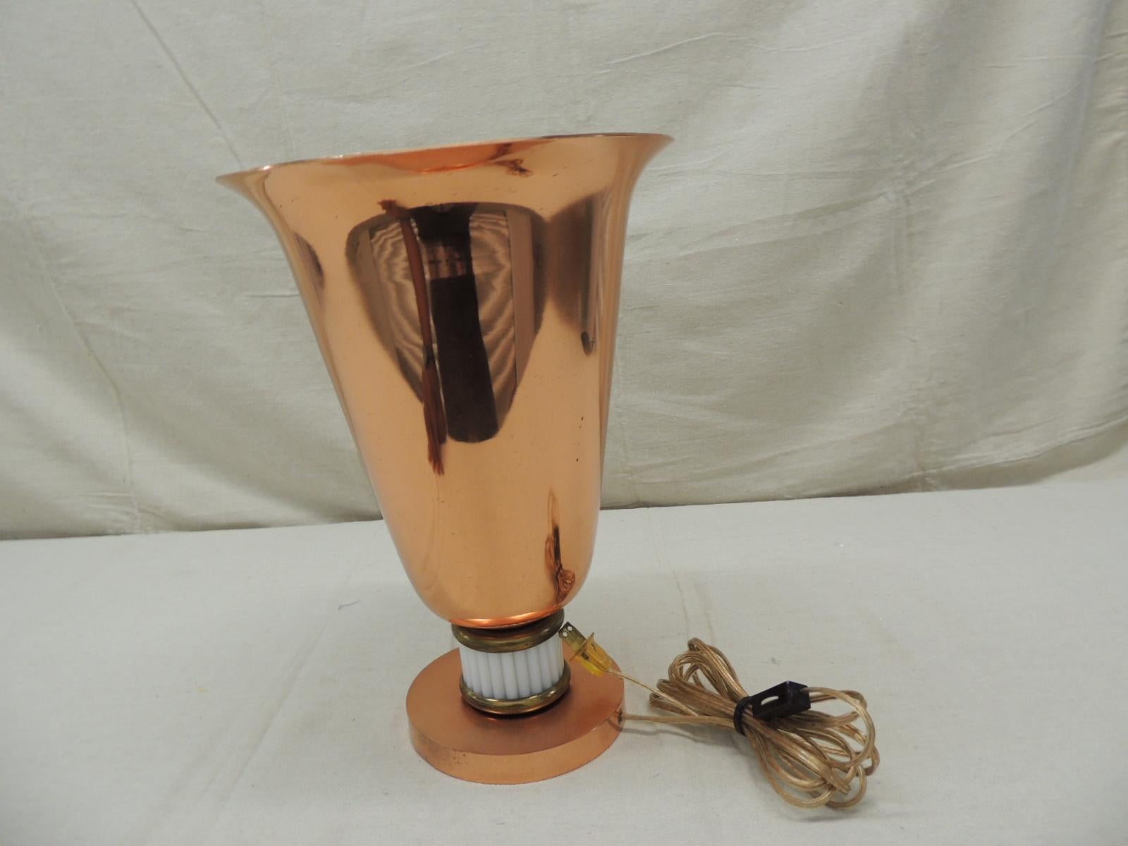 Hand-Crafted Vintage Art Deco Urn Shape Copper Finish Table Lamp