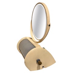 Vintage Art Deco Vanity Mirror 1940s Metal Makeup Mirror Double-Sided Lamp