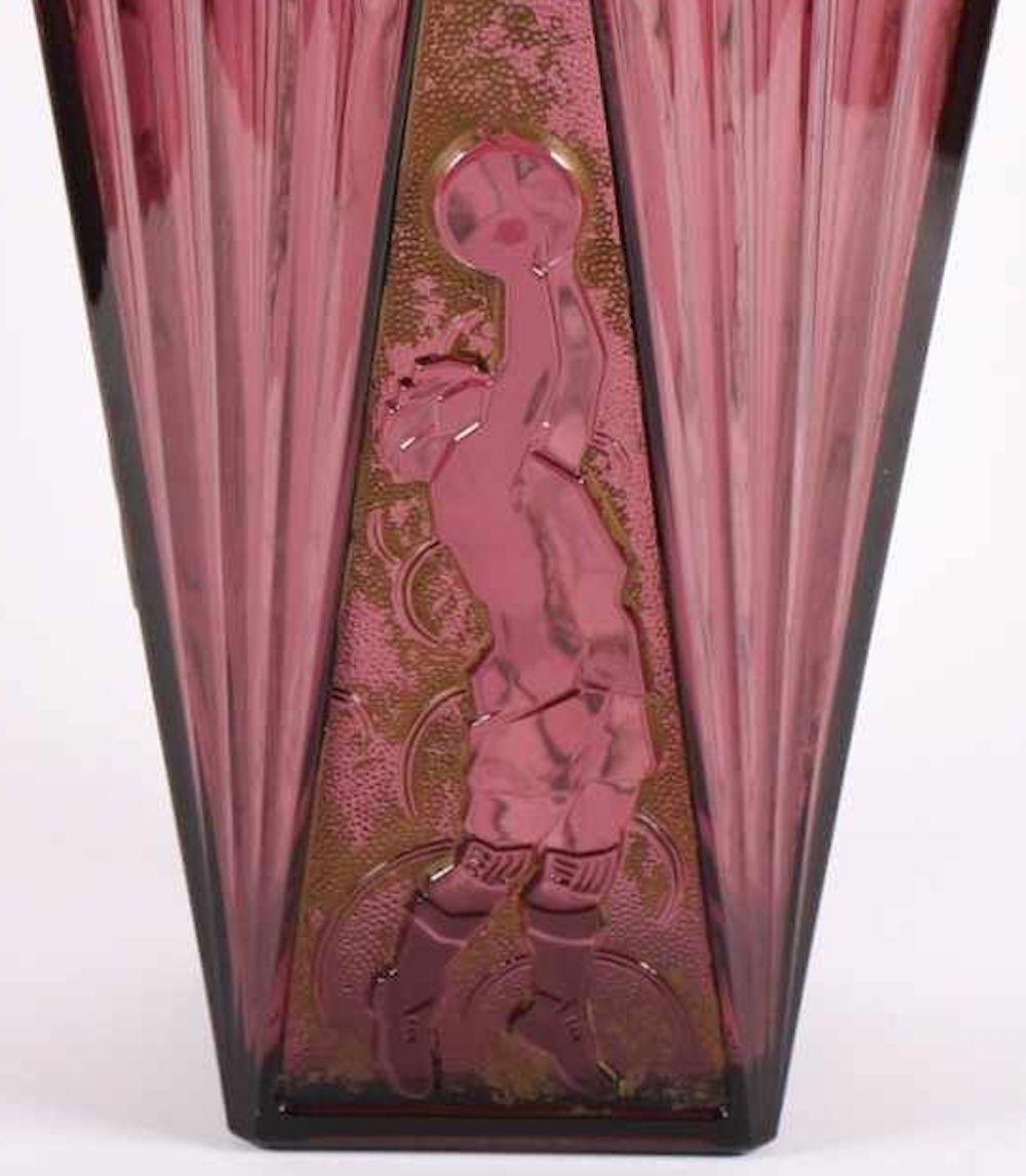 Belgian Vintage Art Deco Vase by Val Saint Lambert, Belgium, 1930s For Sale