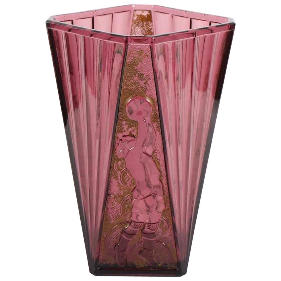 Vase Art Déco vintage de Val Saint Lambert:: Belgique:: années 1930